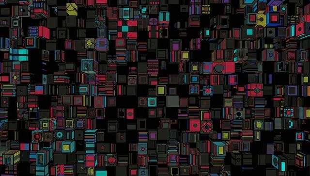 Vibrant futuristic cubes in abstract digital space