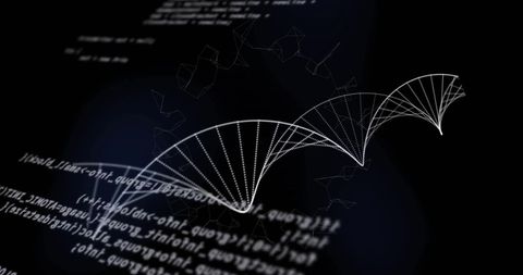 abstract dna strand with digital code on black background - Download Free Stock Images Pikwizard.com