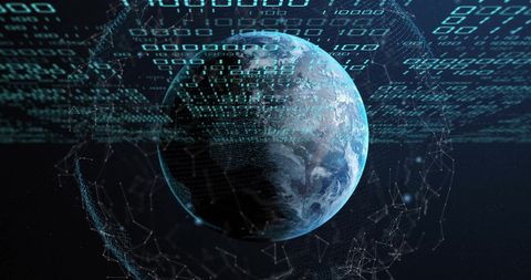 Digital Earth with Binary Codes Symbolizing Global Data Connections - Download Free Stock Images Pikwizard.com