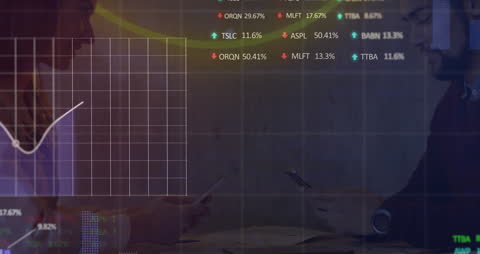 People Analyzing Financial Data on Mobile Devices in Modern Workspace