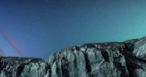 Majestic Mountain under Starry Sky with Northern Lights - Download Free Stock Images Pikwizard.com