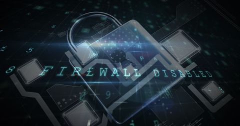 Digital Security Cyber Padlock with Disabled Firewall Warning - Download Free Stock Images Pikwizard.com