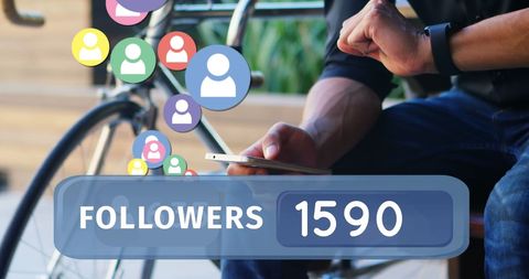 Man with Smartphone Monitoring Social Media Followers Count