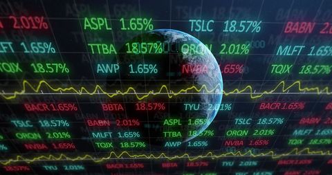 Global Financial Data Processing with Planet and Stock Market Digital Display - Download Free Stock Images Pikwizard.com
