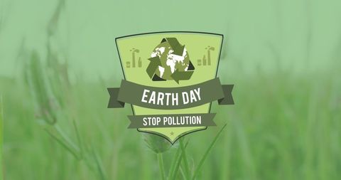 Earth Day Logo on Green Grass Promoting Environmental Awareness