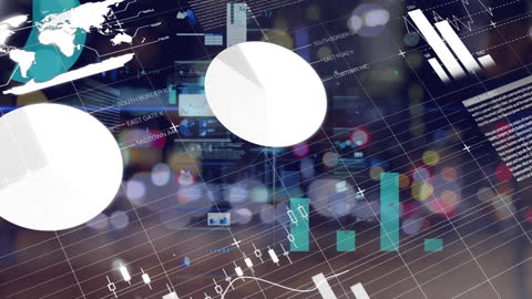 Digital Data Overlay with City Light Bokeh