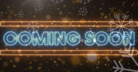 Festive 'coming soon' animation with snowflakes