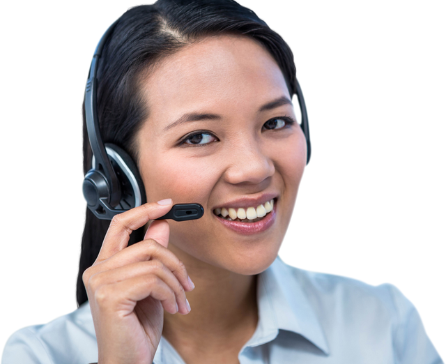 Transparent Businesswoman Smiling in Headset for Customer Support - Download Free Stock Videos Pikwizard.com