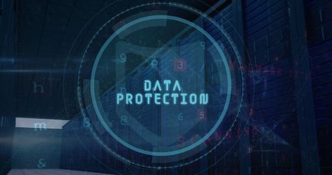 Futuristic Data Protection Hologram Overlaying Server Room - Download Free Stock Images Pikwizard.com