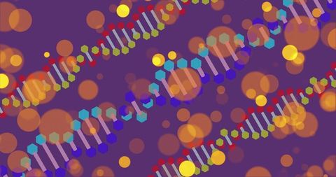 Vibrant dna helix with bokeh effect in digital art