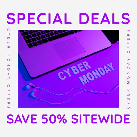 cyber monday special deals with laptop and headphones top view - Download Free Stock Templates Pikwizard.com