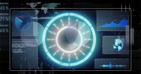 Futuristic Digital Interface Displaying Data Analytics