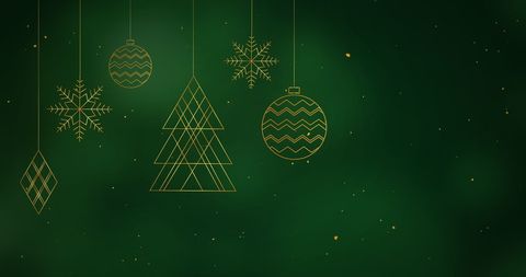 Elegant christmas decorations on gradient green background