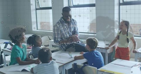 Dedicated Teacher Engaging Diverse Students with Global Classroom Activity