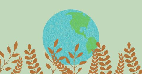 Earth Day Celebration with Vibrant Plants Around Globe