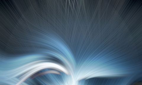 Abstract blue wave patterns with light streaks
