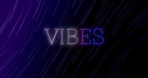 Glowing Neon Vibes Text with Dynamic Light Trails on Blue - Download Free Stock Images Pikwizard.com