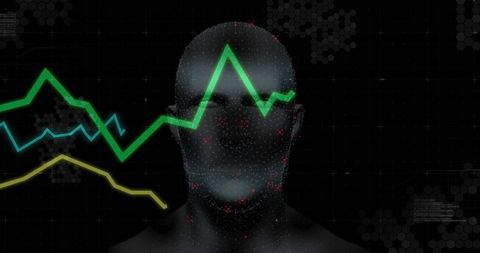 Futuristic head with data overlay representing analytics interface