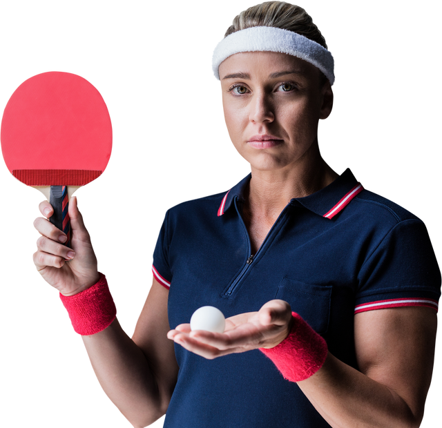 Female Ping Pong Player Holding Ball And Racket On Transparent Background - Download Free Stock Videos Pikwizard.com