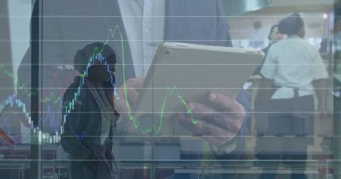 Business Technology Overlay with Diverse Group Analyzing Digital Data