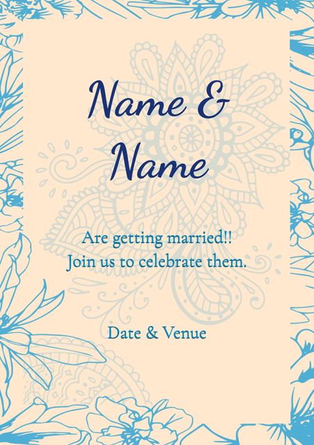 Elegant Wedding Invitation with Indian Floral Pattern - Download Free Stock Templates Pikwizard.com