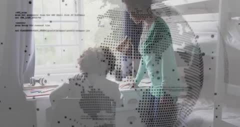 Mother Helping Son with Homework: Educational Guidance at Home