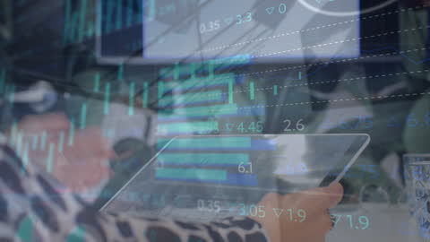 Financial Data Overlay on Tablet for Innovative Technology Concept