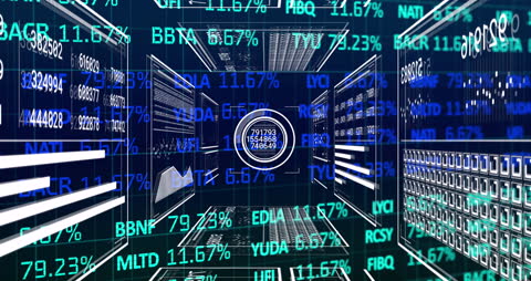 Futuristic Data Processing Animation in Virtual Space