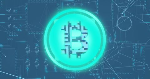 Glowing Bitcoin Symbol on Digital Circuit Currency Network - Download Free Stock Images Pikwizard.com