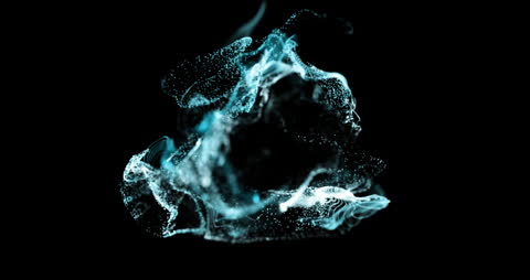 Futuristic Digital Cloud Particle Generation on Black background