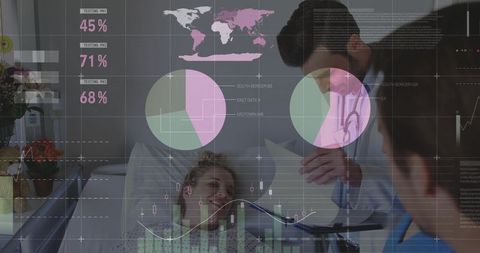 Healthcare Professionals Analyzing Data Overlay