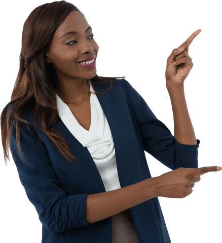 Smiling Businesswoman Gesturing with Confidence Transparent