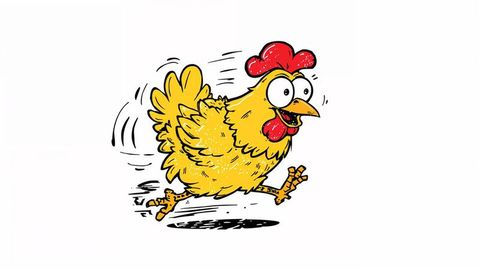 Dynamic cartoon yellow cartoon chicken running energetically