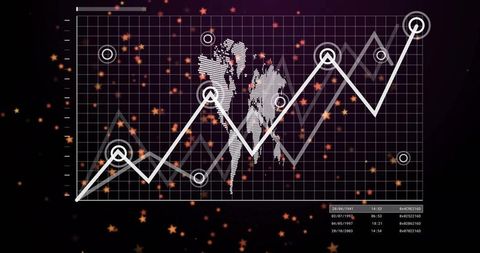 Futuristic Data Visualization with Global Map Tech Overlay