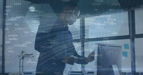 Businessman Analyzing Financial Data with Future Technology