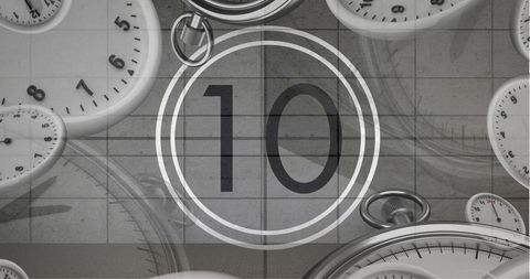 Vintage Countdown Graphic with Clocks in Retro Black and White - Download Free Stock Images Pikwizard.com