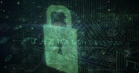 Digital Lock and Cybersecurity Elements with Holographic Interface - Download Free Stock Images Pikwizard.com