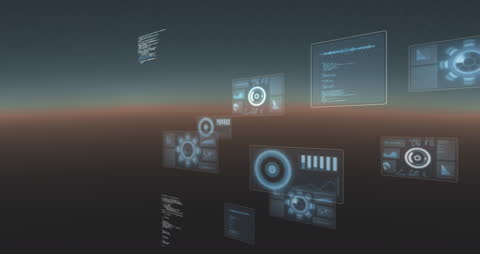 Futuristic Data Processing Animation in Space