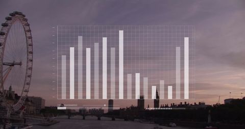 Financial Data Visualization Over London at Dusk