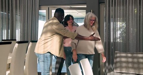 Welcoming Friends at Cozy Indoor Gathering