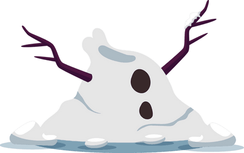 melted snowman with coal and twig arms on transparent background - Download Free Stock Videos Pikwizard.com