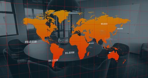 Global Business Strategy Meeting Room Map Overlay