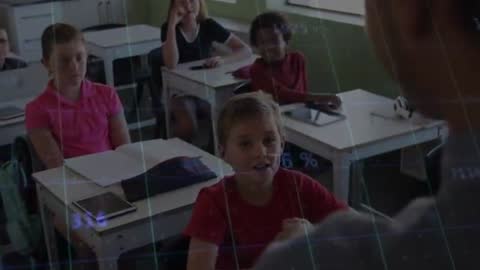 Student Raising Hand Engaging in Class Discussion