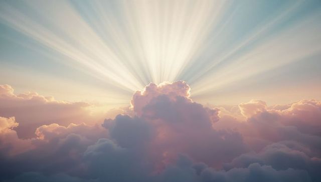 Sunlight Emanating Through Cumulus Clouds at Dawn