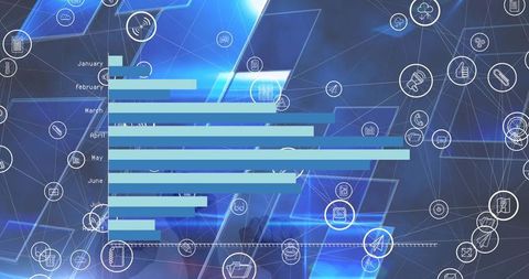 Digital Network Connections in Futuristic Blue Interface