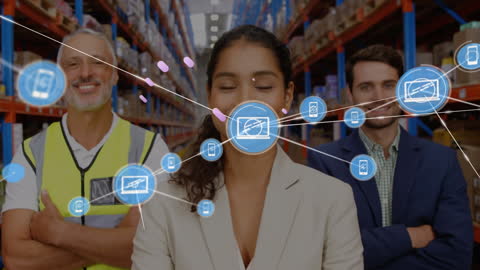 Warehouse Workers Integrating Digital Technology in Logistics