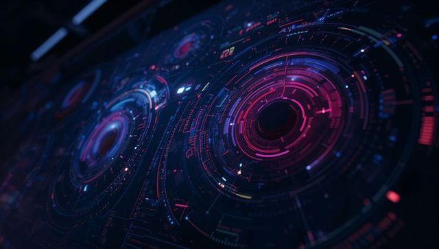 Futuristic Concentric HUD Interface with Data Readouts