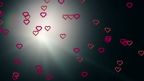 Digital Animation of Red Hearts on Grey Background