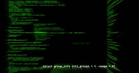 Green Code Text with Tunnel Effect Highlighting Digital Futuristic Atmosphere