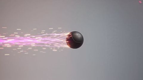 Abstract black sphere with colorful motion trails